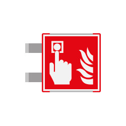 Segnal. all. Metal prof. ROSSO bifacciale Pulsante Allarme Antinc. ISO7010