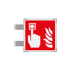 Segnale alluminio METAL bifacciale PULSANTE ANTINCENDIO EN ISO 7010