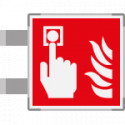 Segnale alluminio METAL bifacciale PULSANTE ANTINCENDIO EN ISO 7010