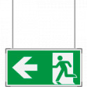 Segnale all. Metal sospesa Uscita emergenza sx EN ISO 7010