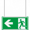 Segnale all. Metal VERDE sospesa Uscita emergenza sx EN ISO 7010