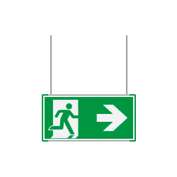 Segnale all. Metal VERDE sospesa Uscita emergenza DX EN ISO 7010