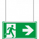 Segnale all. Metal VERDE sospesa Uscita emergenza DX EN ISO 7010