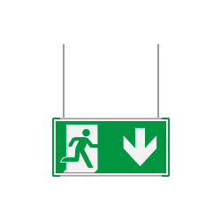 Segnaletica all. Metal VERDE sospesa Uscita Emergenza Sud EN ISO 7010