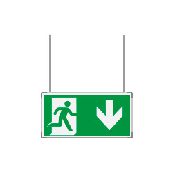 Segnaletica all. Metal VERDE sospesa Uscita Emergenza Sud EN ISO 7010