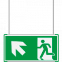 Segnaletica all. Metal VERDE sospesa Uscita Emergenza N. O. EN ISO 7010