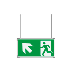 Segnaletica all. Metal VERDE sospesa Uscita Emergenza N. O. EN ISO 7010
