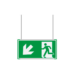 Segnaletica all. Metal VERDE sospesa Uscita Emergenza S. O. EN ISO 7010