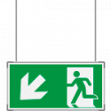 Segnale all. Metal sospesa Uscita emergenza sx basso EN ISO 7010
