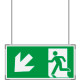 Segnaletica all. Metal VERDE sospesa Uscita Emergenza S. O. EN ISO 7010