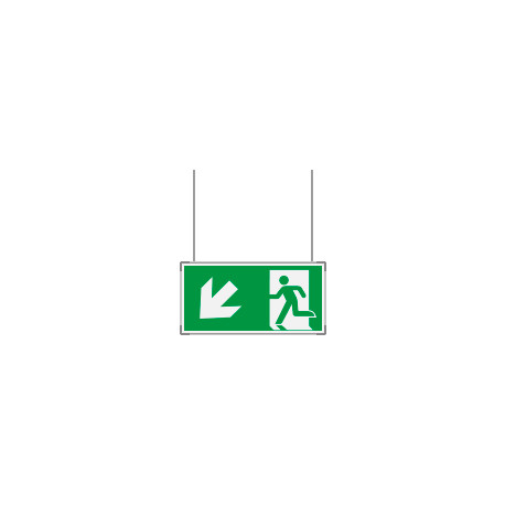 Segnaletica all. Metal VERDE sospesa Uscita Emergenza S. O. EN ISO 7010