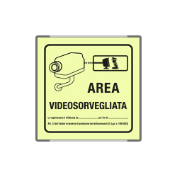 Targa monofacciale fotoluminescente METAL Area videosorvegliata