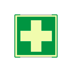 Segnal. all. Metal mono profilo VERDE simb. luminescente Pronto Soccorso