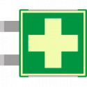 Segnale luminescente allum. METAL VERDE bifacciale Pronto Soccorso