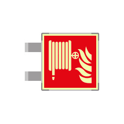 Targa bifacciale fotoluminescente METAL Lancia antincendio EN ISO 7010