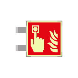 Targa bifacciale fotoluminescente METAL Pulsante allarme EN ISO 7010