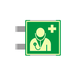 Targa bifacciale fotoluminescente METAL Personale medico EN ISO 7010