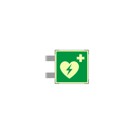 Targa bifacciale fotoluminescente METAL Defibrillatore EN ISO 7010