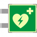 Targa bifacciale fotoluminescente METAL Defibrillatore EN ISO 7010