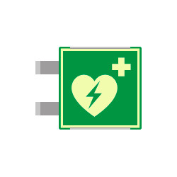 Targa bifacciale fotoluminescente METAL Defibrillatore EN ISO 7010