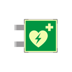 Targa bifacciale fotoluminescente METAL Defibrillatore EN ISO 7010
