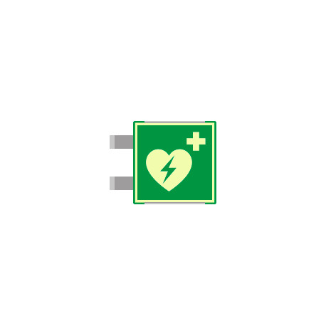 Targa bifacciale fotoluminescente METAL Defibrillatore EN ISO 7010