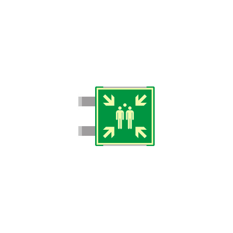 Targa bifacciale fotoluminescente METAL Punto d'incontro EN ISO 7010