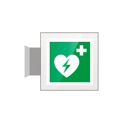 Targa Plexi bifacciale Defribillatore EN ISO 7010 E010