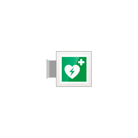Targa Plexi bifacciale Defribillatore EN ISO 7010 E010