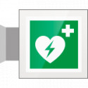 Targa Plexi bifacciale Defribillatore EN ISO 7010 E010