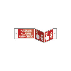 Segnale PLEXIGLASS bifacciale fissaggio vite PULSANTE ALLARME ANTINC.