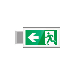 Targa PLexiglass bifacciale uscita di emergenza sn EN ISO 7010 E001