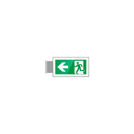 Targa PLexiglass bifacciale uscita di emergenza sn EN ISO 7010 E001