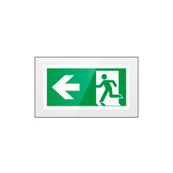 Targa PLexi monof. uscita di emergenza sn fiss. inv. EN ISO 7010