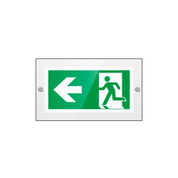 Targa PLexi monof. uscita di emergenza sn fissaggio a vite EN ISO 7010