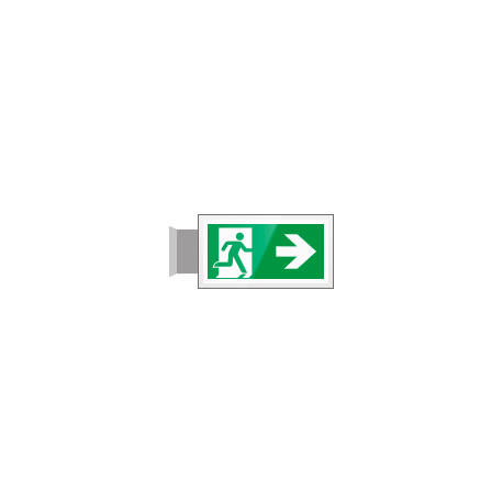 Targa PLexiglass bifacciale uscita di emergenza ds EN ISO 7010 E002