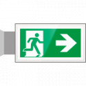 Targa PLexiglass bifacciale uscita di emergenza ds EN ISO 7010 E002