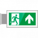 Targa PLexiglass bifacc. uscita di emergenza avanti EN ISO 7010 E002
