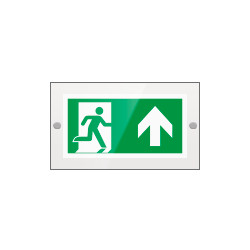 Targa PLexi monof. uscita emergenza avanti fissaggio a vite EN ISO 7010