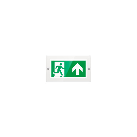Targa PLexi monof. uscita emergenza avanti fissaggio a vite EN ISO 7010