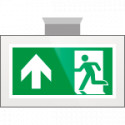 Targa PLexiglass sospesa uscita di emergenza avanti EN ISO 7010 E002