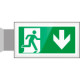 Targa PLexiglass bifacc. Uscita emergenza indietro EN ISO 7010 E002