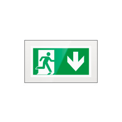 Targa PLexi monof. Uscita emergenza indietro fiss. inv EN ISO 7010