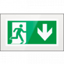 Targa PLexi monof. Uscita emergenza indietro fiss. inv EN ISO 7010