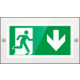 Targa PLexi monof. uscita emerg. indietro fissaggio a vite EN ISO 7010