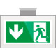 Targa PLexiglass sospesa Uscita emergenza indietro EN ISO 7010 E002