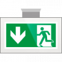 Targa PLexiglass sospesa Uscita emergenza indietro EN ISO 7010 E002
