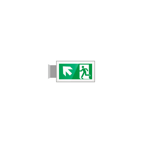 Targa PLexiglass bifacc. uscita di emergenza sn alto EN ISO 7010 E001