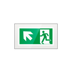 Targa PLexi monof. uscita di emergenza sn alto fiss. inv EN ISO 7010