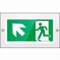 Targa PLexi monof. uscita emerg. sn alto fissaggio a vite EN ISO 7010